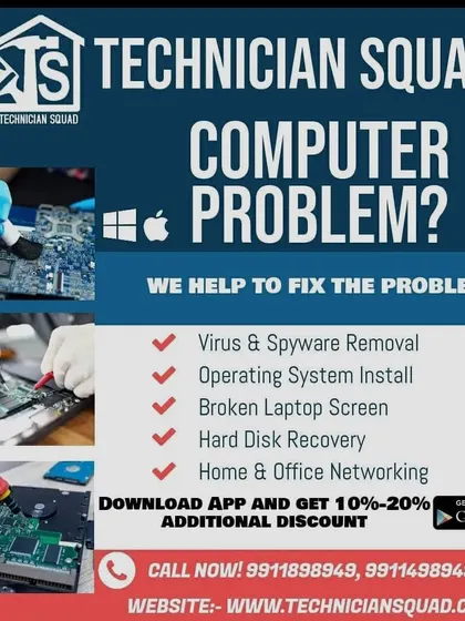 Whether it's a software glitch or a hardware failure, we have the solution. We specialize in virus and spyware removal, complete operating system installation, broken laptop screen repair, and critical hard disk data recovery services.