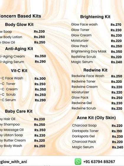A full list of my concern-based kits, from the Body Glow Kit to the Acne Kit for oily skin.