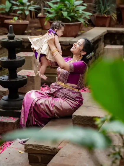 A playful and heartwarming shot of Shriya with her daughter.