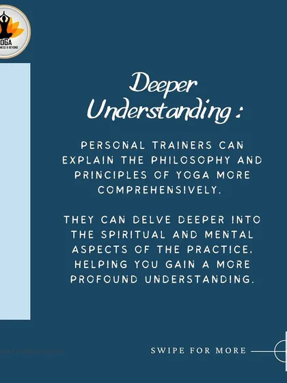 This graphic explains the key benefits of having a personal yoga trainer, such as personalized instruction, deeper understanding of philosophy, and accountability. These are the principles I bring to my teacher training.