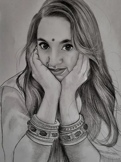 An A4 size order, I focused on the eyes and the hands framing the face to convey a sense of emotion.