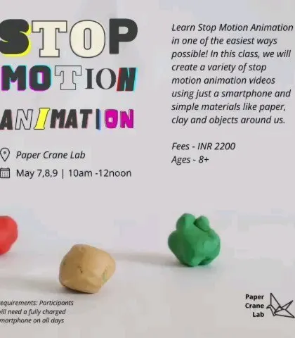A poster for our stop-motion animation summer camp. This workshop teaches the basics of animation in one of the easiest ways possible.