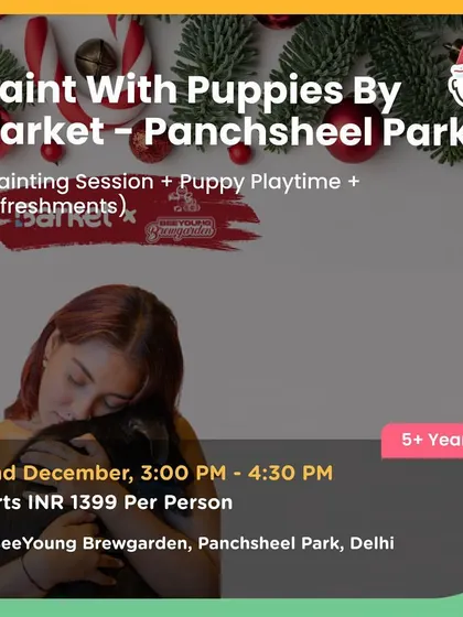 Paint With Puppies by Barket! A unique event combining a painting session with adorable puppy playtime.
