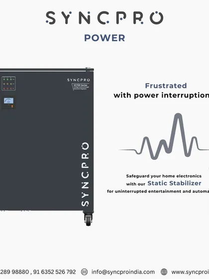 Frustrated with power interruptions? Our static stabilizer is the solution. It safeguards your home electronics, ensuring you enjoy uninterrupted entertainment and automation without worrying about power quality.