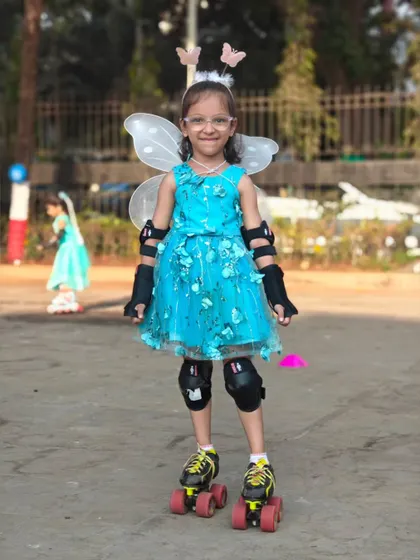 A beautiful butterfly gliding on skates. We love seeing the creative costumes our students come up with.