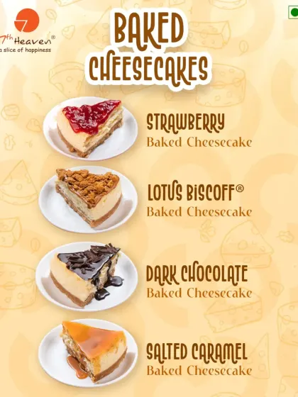 So many cheesecakes, so little time. Our menu of baked cheesecakes includes Strawberry, Lotus Biscoff, Dark Chocolate, and Salted Caramel.