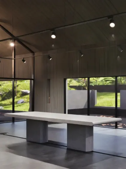 This series of renders explores the artist's residence, inspired by traditional Indian courtyard homes ('thotti mane'). The design features a concrete shell, an open-to-sky courtyard, and an agarbatti niche, fusing modern form with sensory, traditional details that connect the space to both culture and nature.