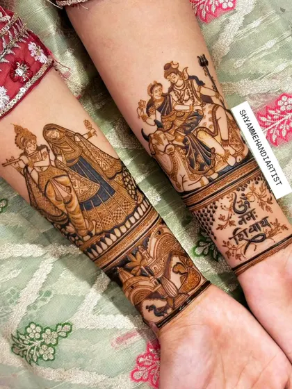 A divine combination of Radha-Krishna and the Shiva family, showcasing my ability to create intricate deity portraits.
