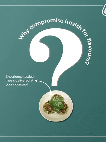 Why compromise health for flavors when you can have both? This graphic poses a question we love to answer with our delicious and nutritious meals.
