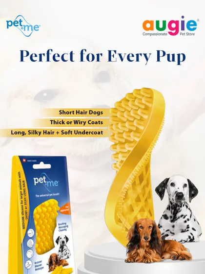 The Pet+Me Yellow Brush is perfect for every pup. It works on short hair, thick or wiry coats, and even long, silky hair with a soft undercoat. It's a truly universal tool.