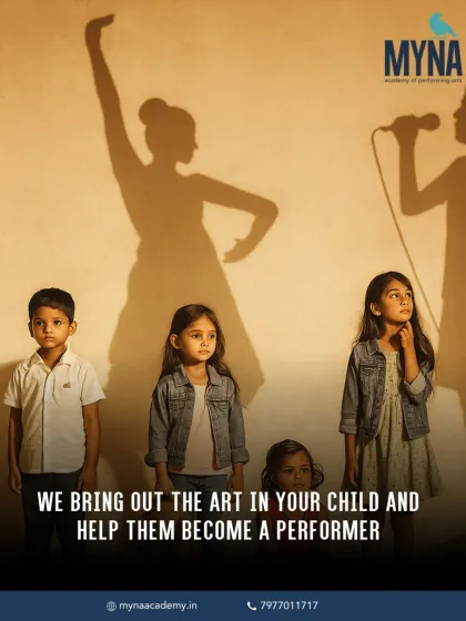 This image perfectly captures our mission for young learners. We aim to bring out the art in every child, helping them transform from curious kids into confident performers on their own unique stage.