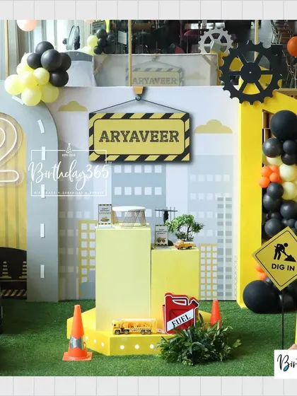 A duplicate of image 21, showing the main stage for Aryaveer's construction party.