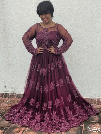 A confident pose with hands on my hips. This gown made me feel powerful and beautiful.