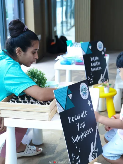 An interactive "Decorate Your Sunglasses" station was a creative activity that let every child become a little rockstar and take home a personalized party favor.