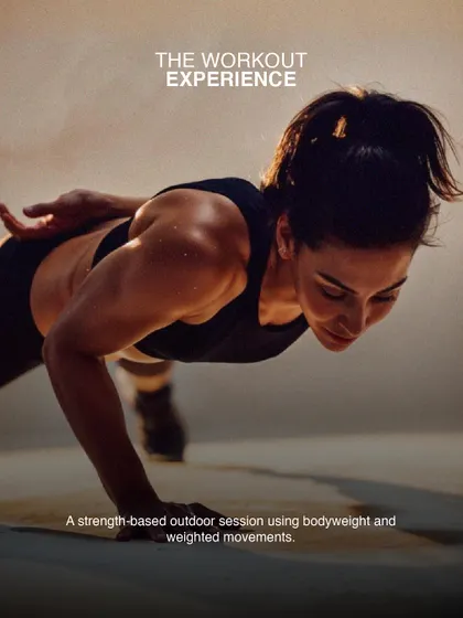 Our outdoor events feature a strength-based session using bodyweight and weighted movements in a refreshing, open-air setting.