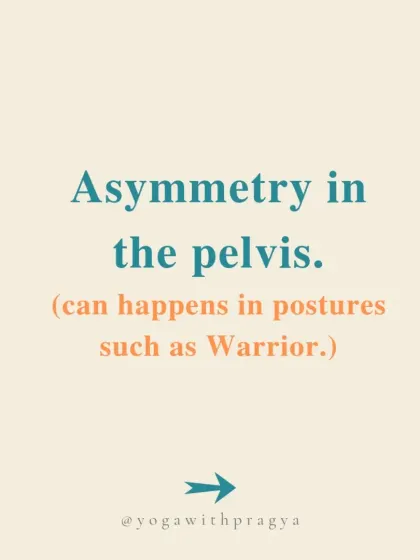 An informational post about avoiding asymmetry in the pelvis in poses like Warrior.
