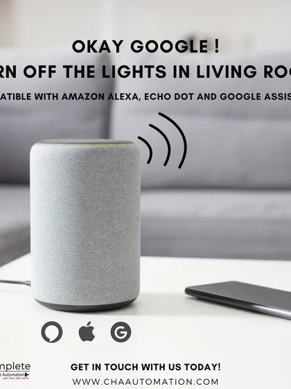 Our systems integrate seamlessly with voice assistants like Google Home and Amazon Alexa. As shown here, you can use simple voice commands to control lights, locks, and other smart devices for hands-free convenience.