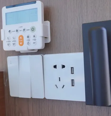 Smart controls are integrated into our modular homes. This panel allows you to manage lighting and climate control easily, adding a layer of modern convenience.