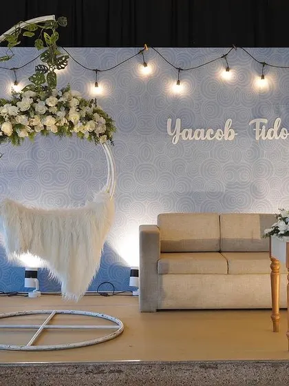 The main stage for a Baptism event. My catering and food display are planned to match the elegance and style of the occasion.