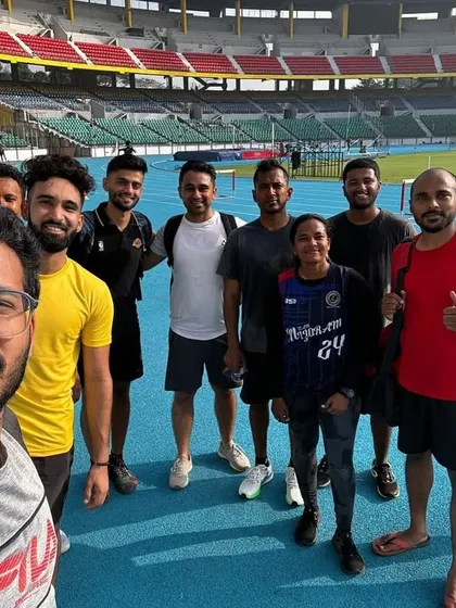 A team selfie with the interns after a tough but rewarding session on the athletics track. Building camaraderie is a key part of the program.