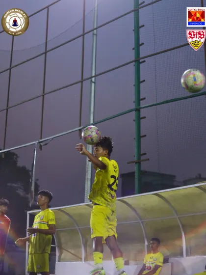 A player practices his heading technique. From defensive clearances to scoring goals, being strong in the air is a vital skill for any player, and we dedicate time to perfecting it.