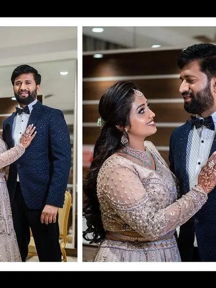 A collage of sweet, interactive moments between the couple during their reception.