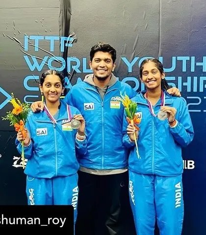 A proud moment with our U-15 girls' doubles silver medalists at the ITTF World Youth Championships. This historic achievement highlights the strength of our doubles training program.
