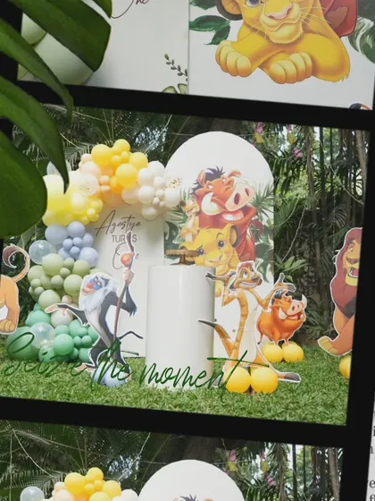 This Lion King theme brought the Pride Lands to Bangalore. The outdoor setup featured characters like Simba, Timon, and Pumbaa against a backdrop of balloons in sunset colors, creating a Hakuna Matata vibe.