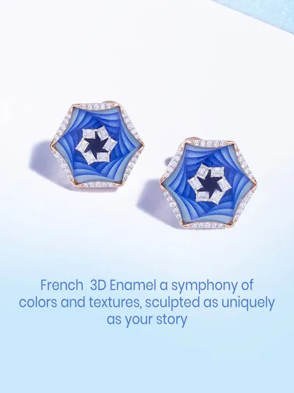 A close-up of our French 3D Enamel earrings. A symphony of colors and textures, sculpted as uniquely as your story.