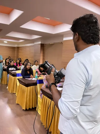 A photography session during our Bangalore masterclass, teaching artists how to capture their work effectively.