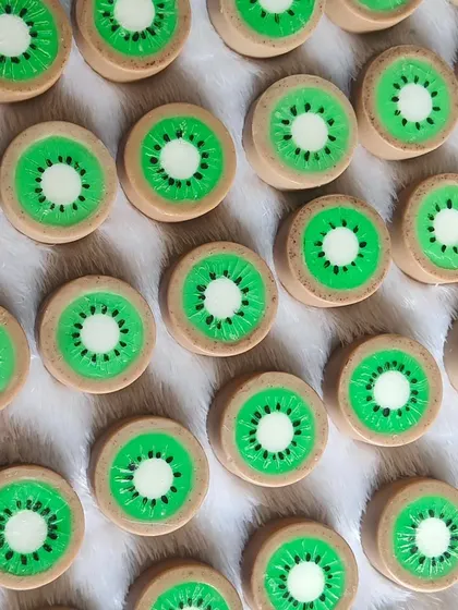 Realistic-looking kiwi-slice soaps, a unique and fruity-themed favor for any party.