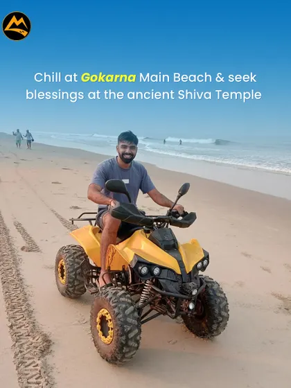 Chilling at Gokarna main beach with some ATV fun. I can arrange for adventure sports to be part of your beach holiday.