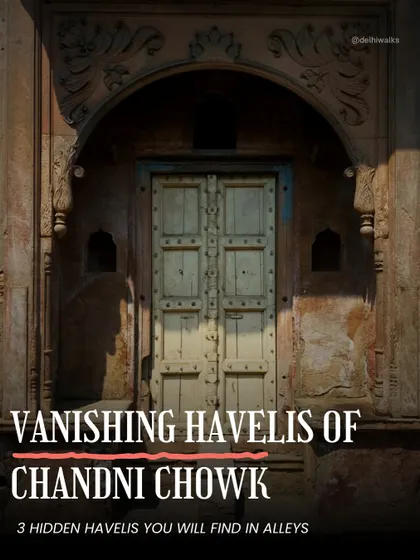 An old, weathered door in Chandni Chowk, hinting at the secrets it holds. Our walk takes you to three such hidden havelis, each with a unique and fascinating story to tell.