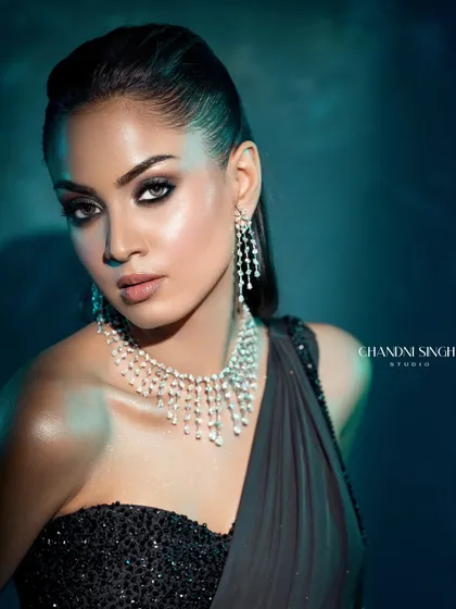The final photograph from the 'Glow Glam Goddess' demo. Students learn how to create looks that are not just beautiful in person but also translate into stunning photographs.