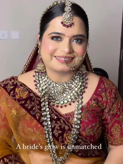 The unmatched glow of a happy bride. This look features dewy skin and soft smokey eyes, a combination that is both modern and timeless.