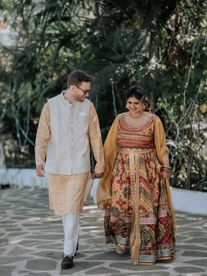 A collection of portraits from a beautiful Haldi photoshoot. I coordinate with the photo team to capture a variety of shots, from romantic close-ups and playful kisses to stylish individual portraits, all within a cohesive, sun-drenched theme.