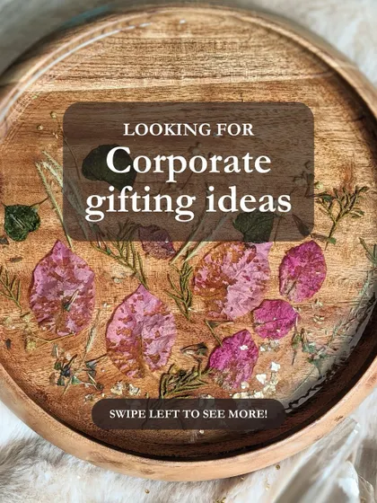 Looking for corporate gifting ideas? This floral resin tray is a great example of a beautiful and functional gift. We can customize designs and branding for bulk orders to make your gifts stand out.
