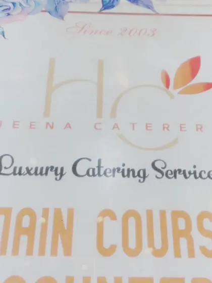 Clear and elegant signage is part of our detailed approach. Here is the sign for our Main Course counter at a luxury wedding event.