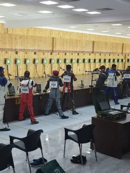 The 10-meter men's air rifle qualification round at the 64th National Shooting Championship, an environment we replicate in our own facility.