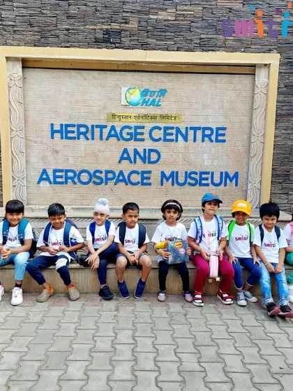 A group photo of our happy students at the HAL Heritage Centre and Aerospace Museum.