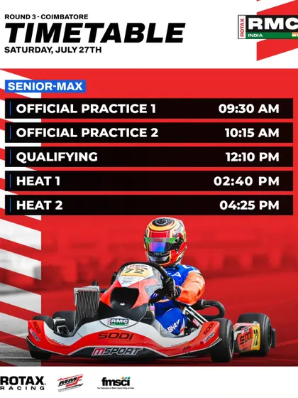 The Saturday schedule for the Senior Max class at Round 3.