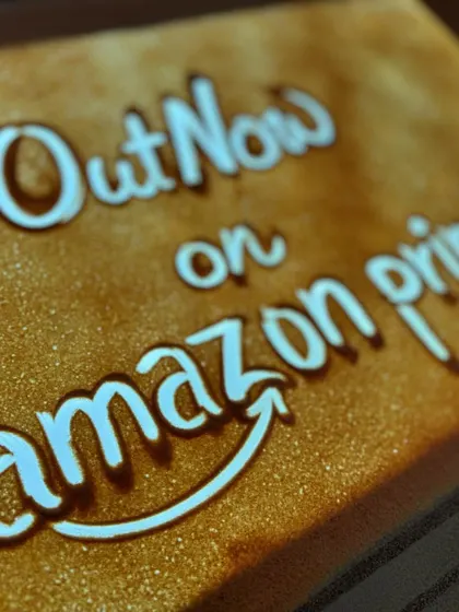The final call to action for 'The Rings of Power' project, announcing its availability on Amazon Prime. This shows how my art is used in promotional campaigns for major entertainment releases.