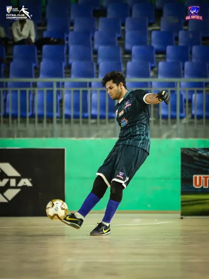 Our goalkeeper showing his skills with the ball at his feet during the final.