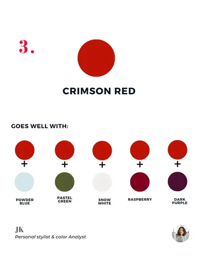 Another look at the beautiful combinations you can create with crimson red. It's a classic color for a reason.