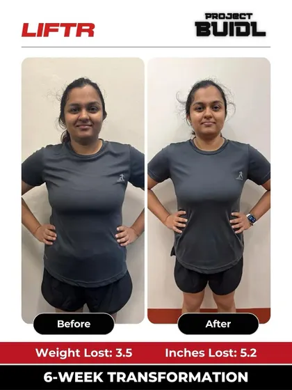 Danoja kicked off her year with a 3.5 kg weight loss and 5.2-inch drop in 6 weeks. This front view shows her determined start.