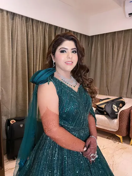Hani looking confident and beautiful for her Sangeet night. Her flawless makeup is designed to last through a night of celebration and dancing.