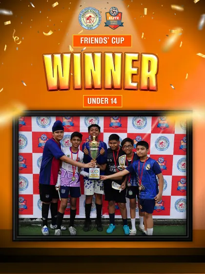 Our Under-14 squad clinching the Winner's trophy at the Friends' Cup. We organize tournaments for a wide range of youth age groups, from U-7 to U-17.
