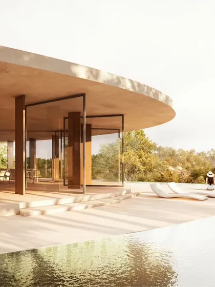 The seamless transition from the indoor living space to the outdoor terrace at Amar Villa, a key feature of our hospitality design philosophy.