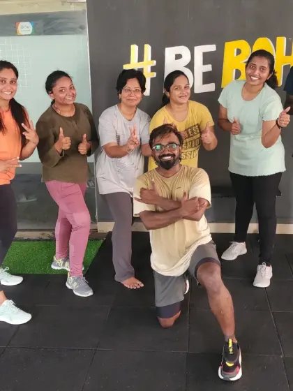 A group of our members with their trainer. This is the core of Bohofit: dedicated trainers and a committed community, working together.