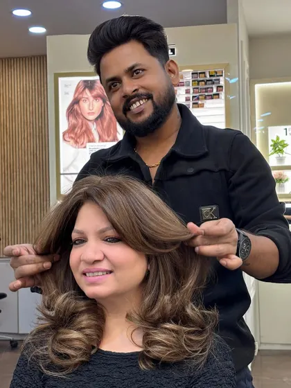 Getting ready to shine with this caramel blonde hair color. It's a warmer take on blonde that is rich, glossy, and incredibly flattering.